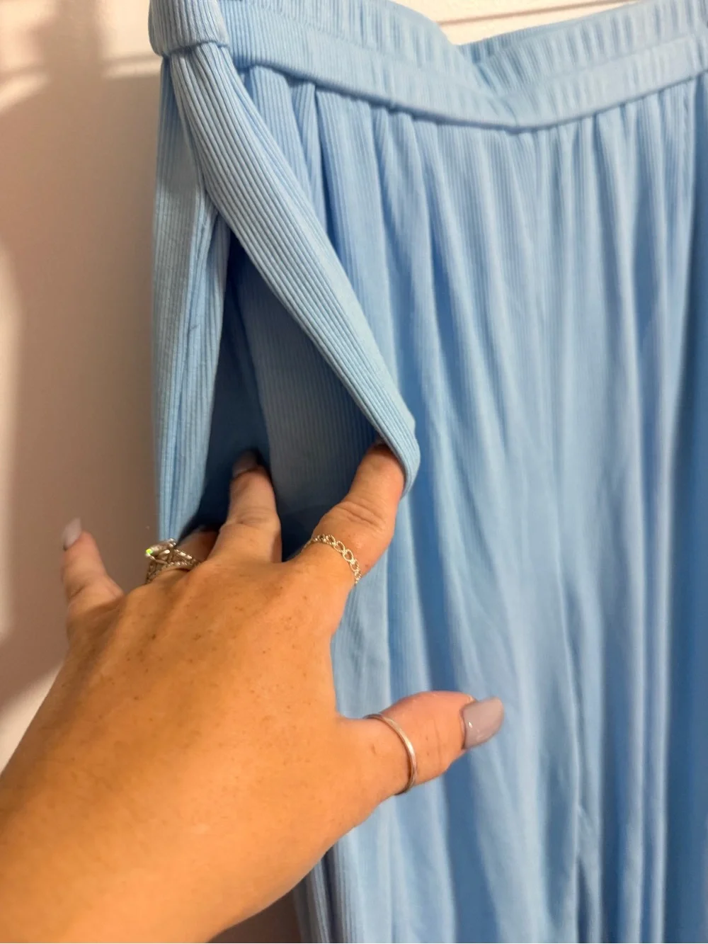 Light Blue Wide-Leg Pants & Strapless Top Set by PrettyGardens